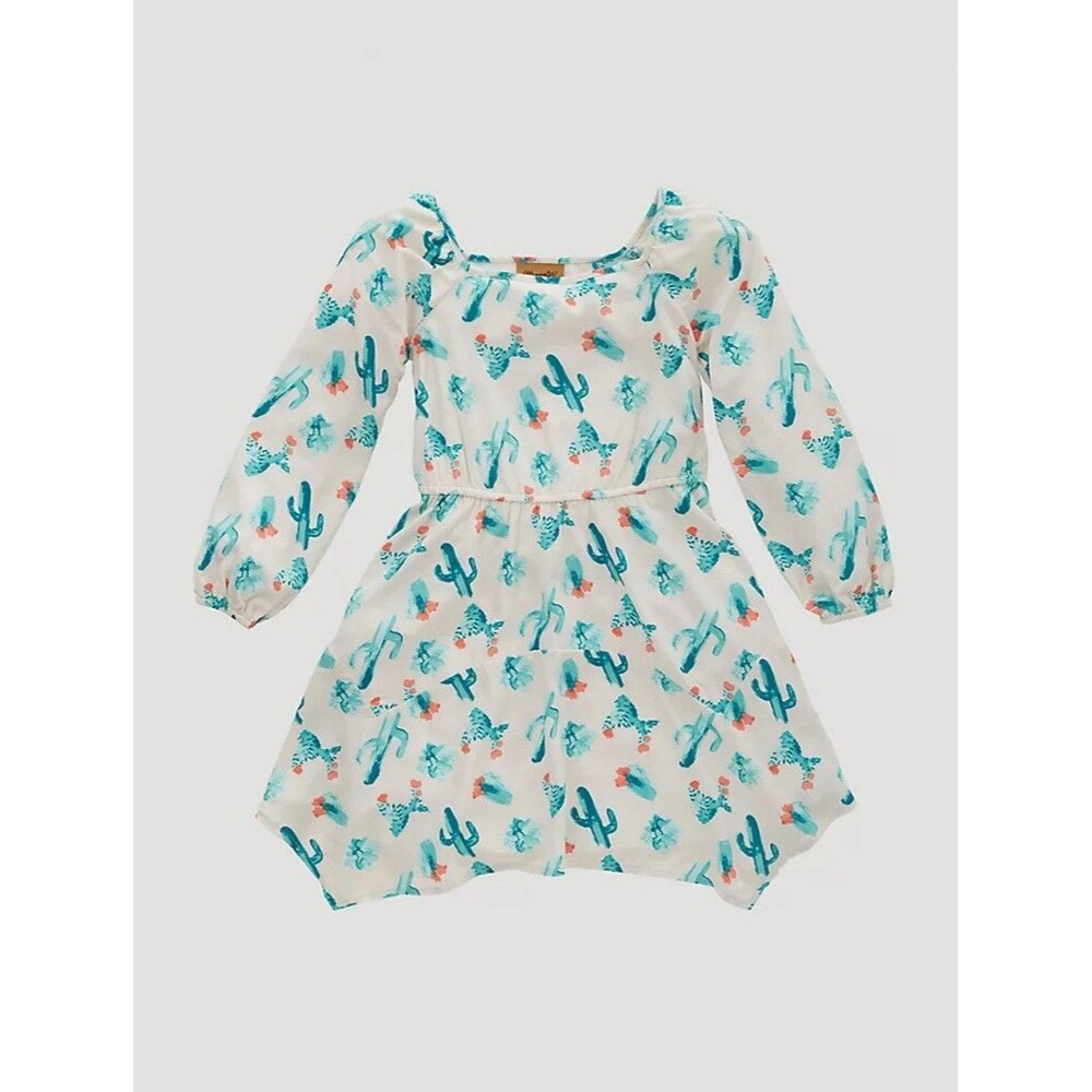 WRANGLER GIRL'S Size SMALL BALLOON SLEEVE CACTUS PRINT DRESS